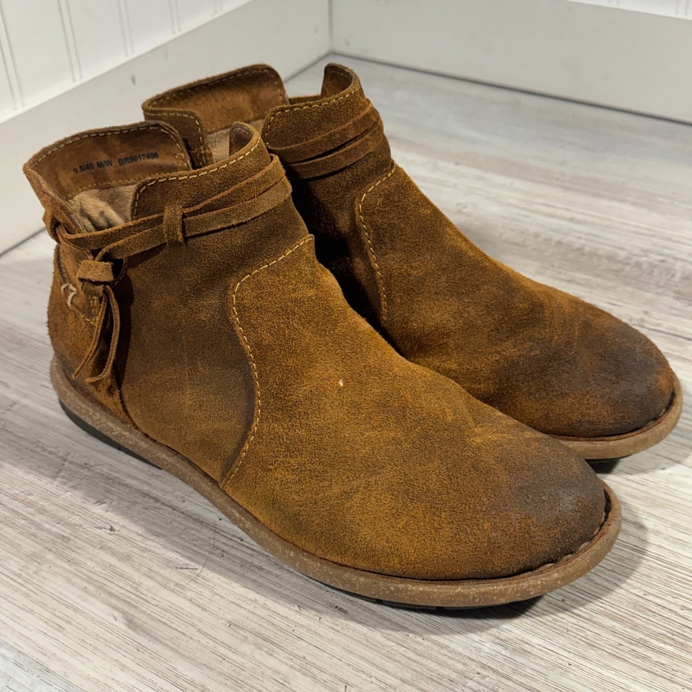 Born Wynter II Ankle Boots Bootie Women Sz 9.5 US Brown Nubuck Leather BR0017406
